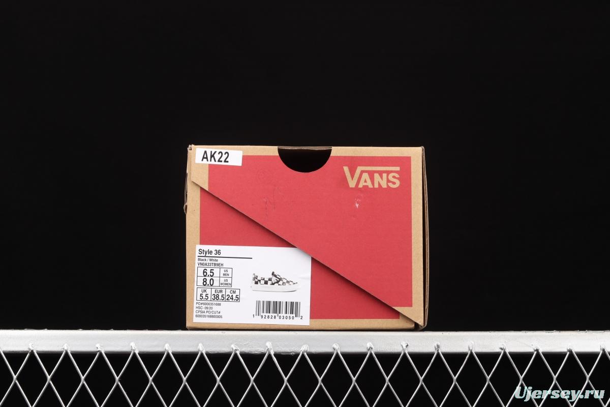Vans Slip-On big black and white checkerboard small bee printed low-top canvas shoes VN0A33TB9EH