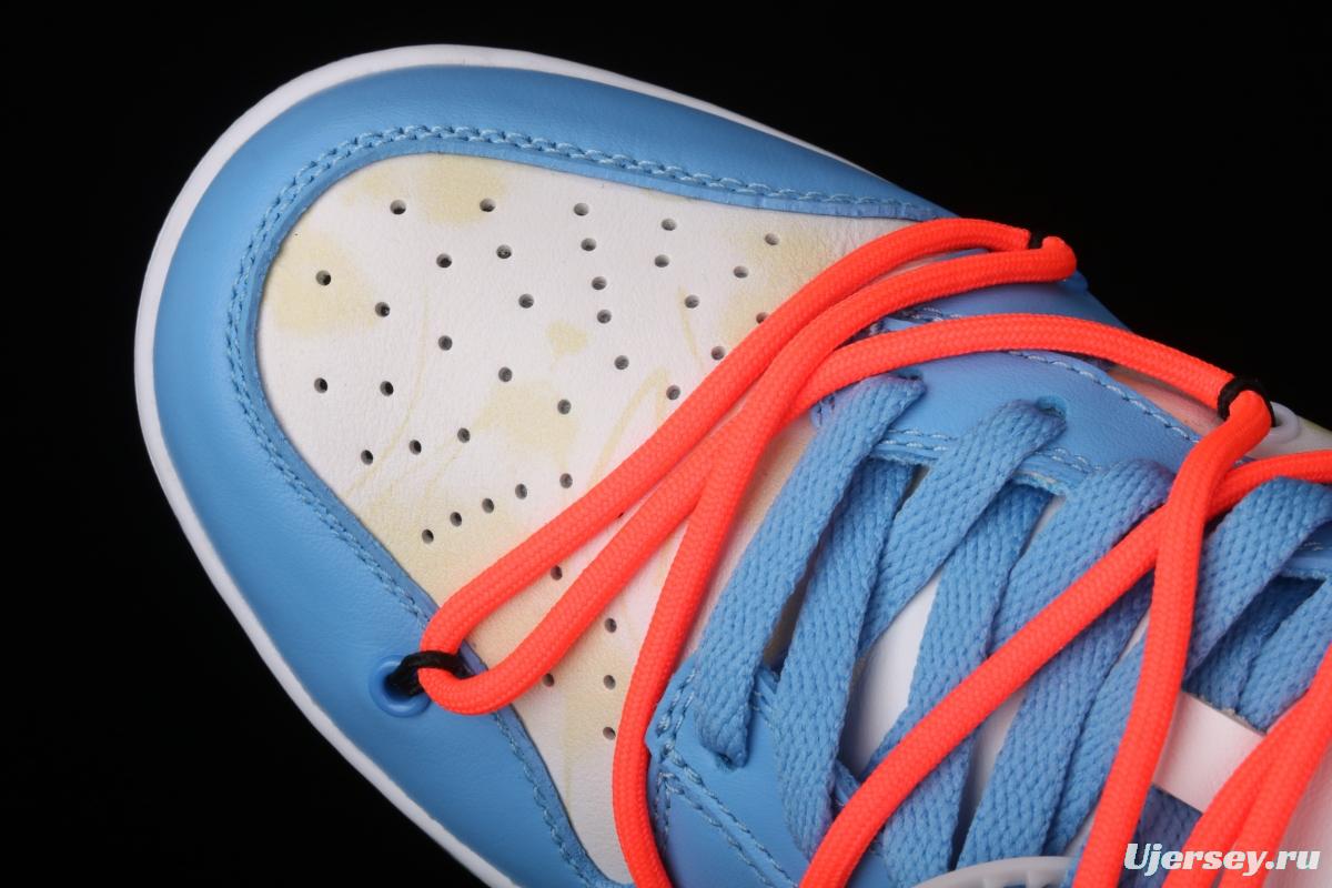 OFF-White x Futura x DUNK OW Coast joint model North Carolina blue color retro skateboard shoes DD0856-403