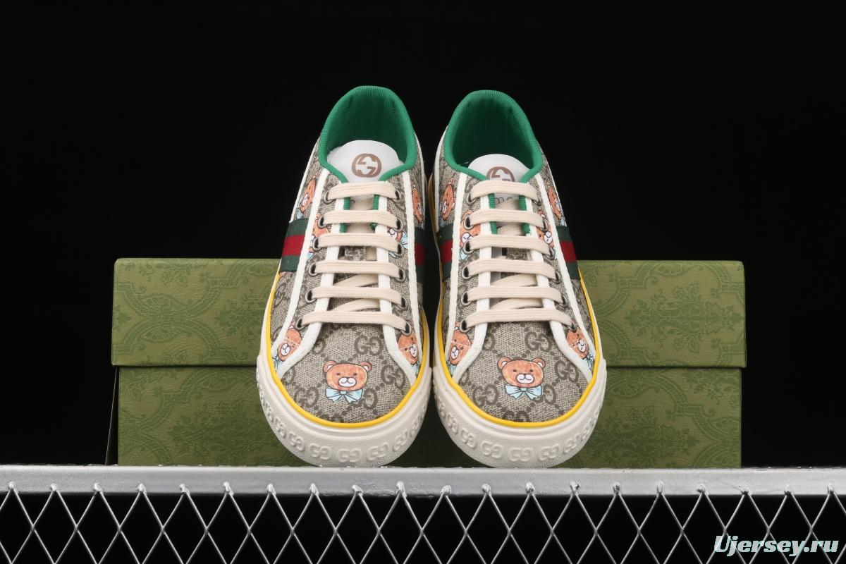 Gucci Tennis 1977 Print Sneaker canvas bear printed retro leisure sports board shoes