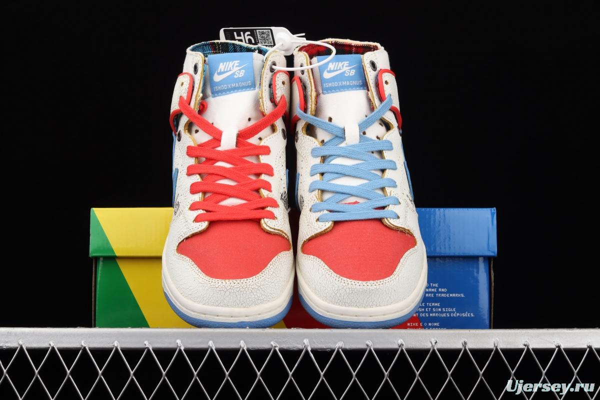 Magnus Walker x NIKE DUNK High Pro Decon QS [Porsche 911] White, blue and red high top casual skateboard shoes DH7683-100