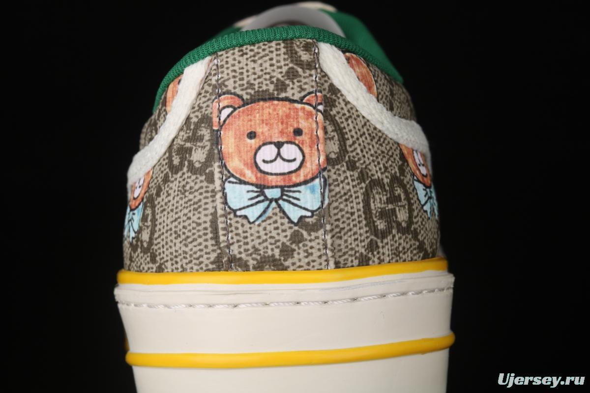 Gucci Tennis 1977 Print Sneaker canvas bear printed retro leisure sports board shoes