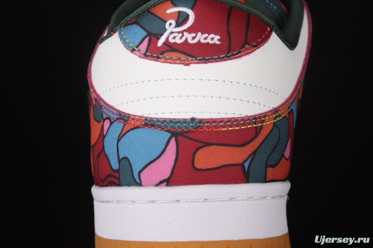 Parra x NIKE DUNK SB Low Pro White, Blue and Red Abstract Art Olympic Slam Dunk Series retro low-side leisure sports skateboard shoes DH7695-600