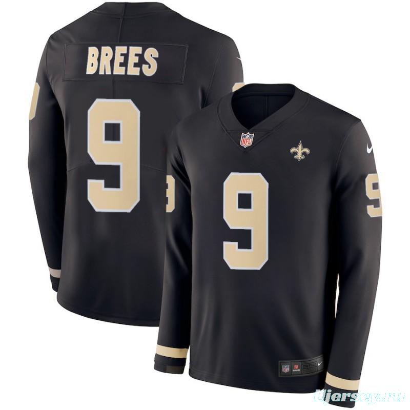 Men's Drew Brees Black Therma Long Sleeve Player Limited Team Jersey