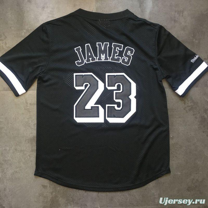 Men's LeBron James Black Retro Classic Team Short Sleeve Jersey