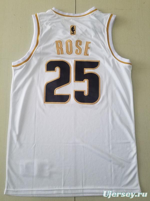 Derrick Rose 25 White Golden Edition Jersey