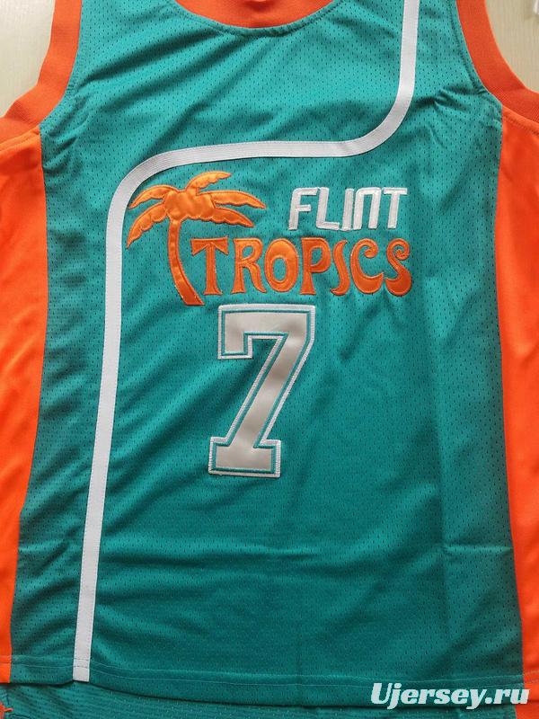 Flint Tropics 7 Coffee Black Basketball Jersey Semi Pro Team New