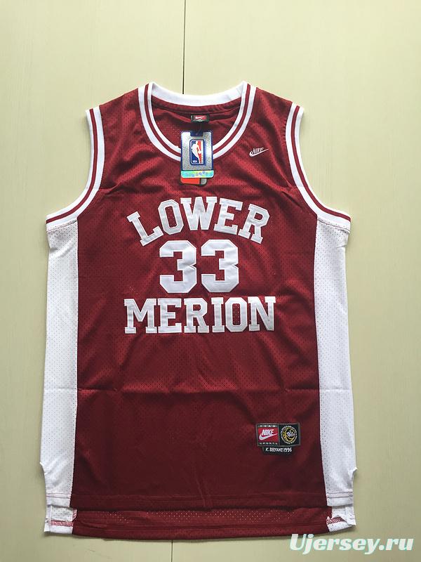 Kobe Bryant 33 Lower Merion High School Red Basketball Jersey