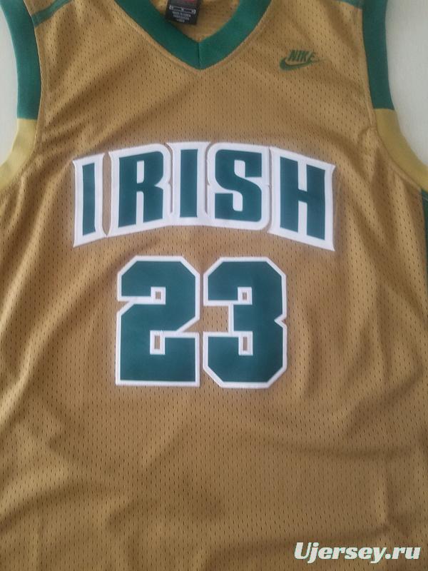 LeBron James 23 Irish High School Yellow Basketball Jersey