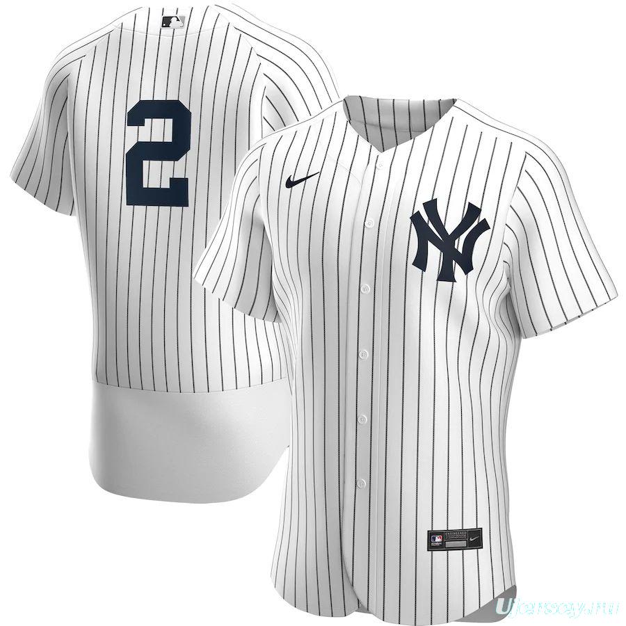 Men's Derek Jeter White&amp;Navy Home Authentic Player Team Jersey