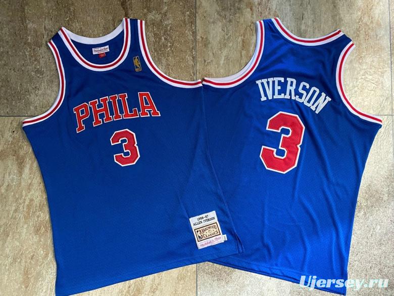 Men's Allen Iverson Blue Retro Classic Team Jersey