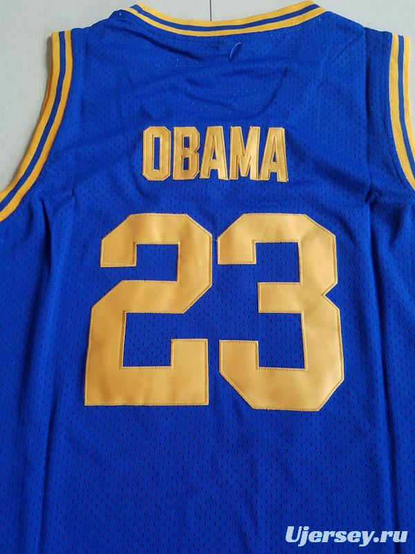 EJ Barack Obama 23 Punahou High Blue Basketbal Jersey