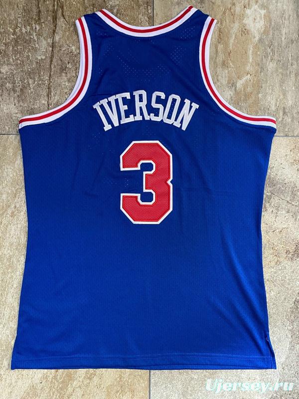 Men's Allen Iverson Blue Retro Classic Team Jersey