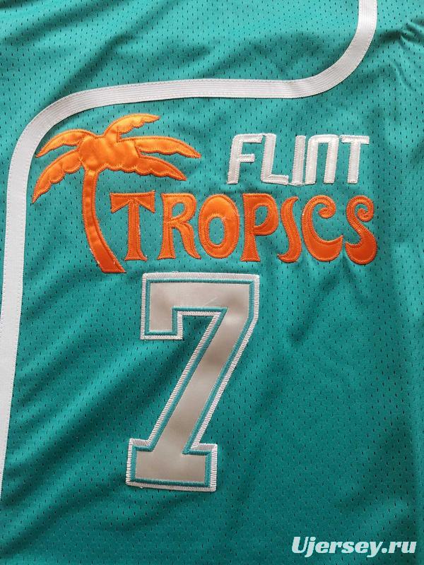 Flint Tropics 7 Coffee Black Basketball Jersey Semi Pro Team New