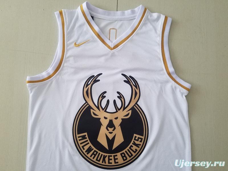 Giannis Antetokounmpo 34 White Golden Edition Jersey