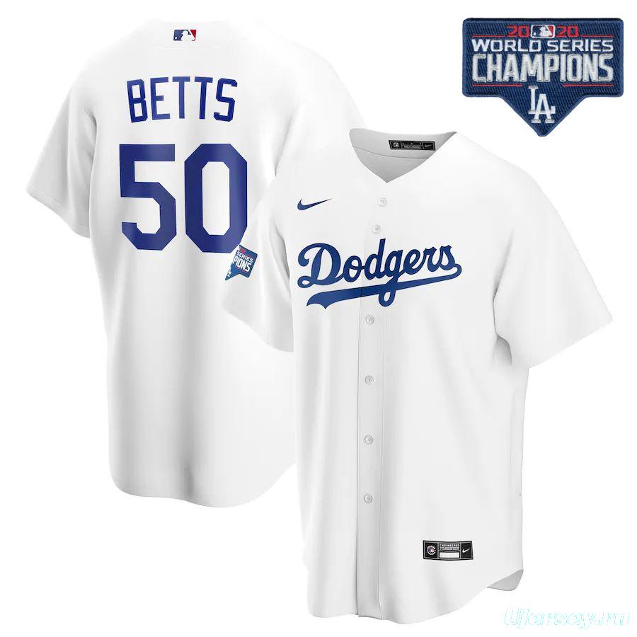 Men's Mookie Betts White 2020 World Series Champions Home Patch Player Team Jersey