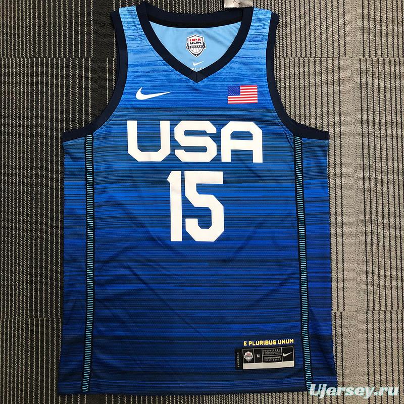 Thai Version Men's Devin Booker Navy USA Basketball Player Jersey