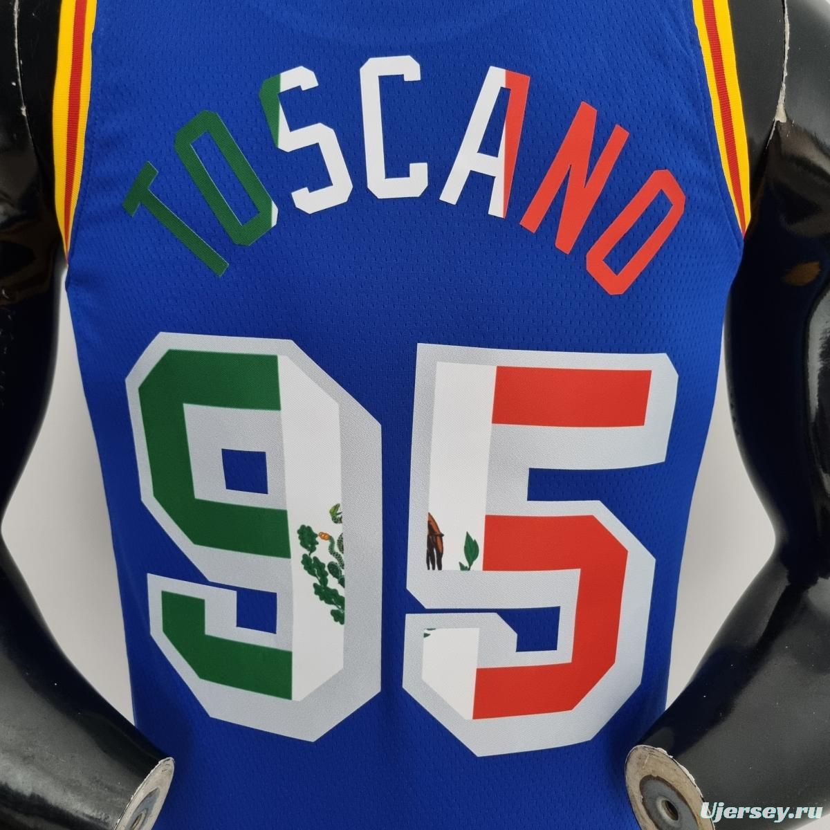 Toscano#95 Golden State Warriors Mexico Exclusive Blue NBA Jersey