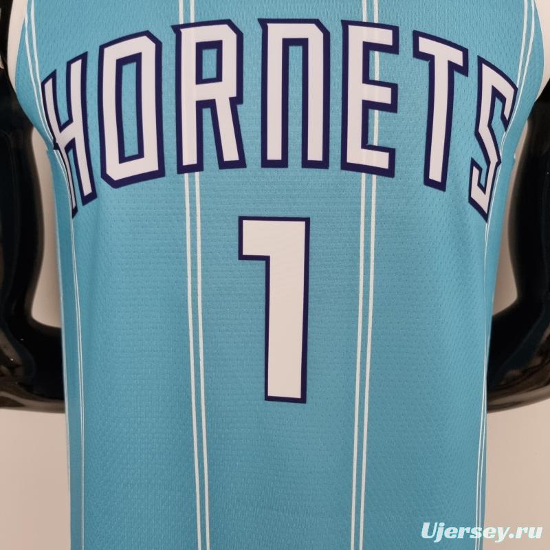 75th Anniversary Ball #1 Charlotte Hornets Blue NBA Jersey