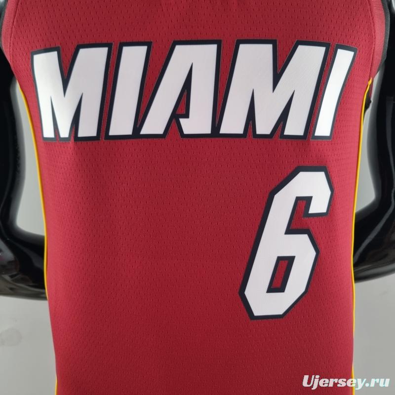 75th Anniversary Miami Heat Jordan JAMES #6 Burgundy NBA Jersey