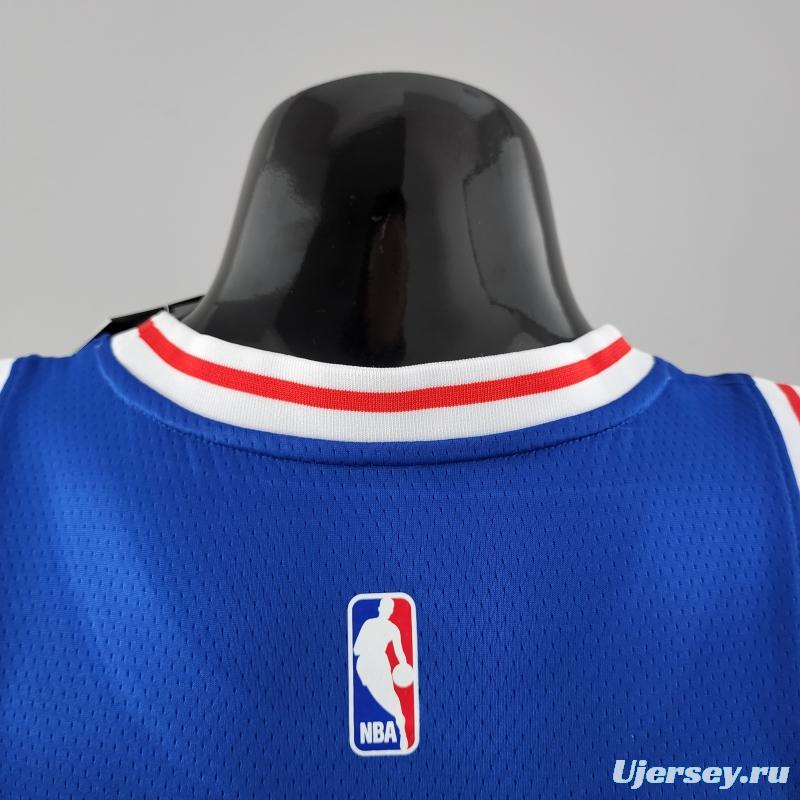 Retro Philadelphia 76ers Iverson #3 Crew Neck Blue NBA Jersey 