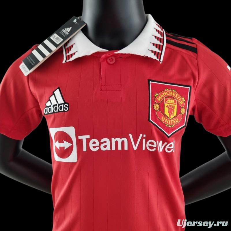 22/23 Kids Kit Manchester United Home 16-28 Soccer Jersey