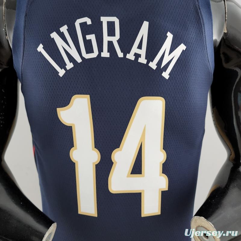 75th Anniversary New Orleans Pelicans Ingram #14 Navy Blue NBA Jersey
