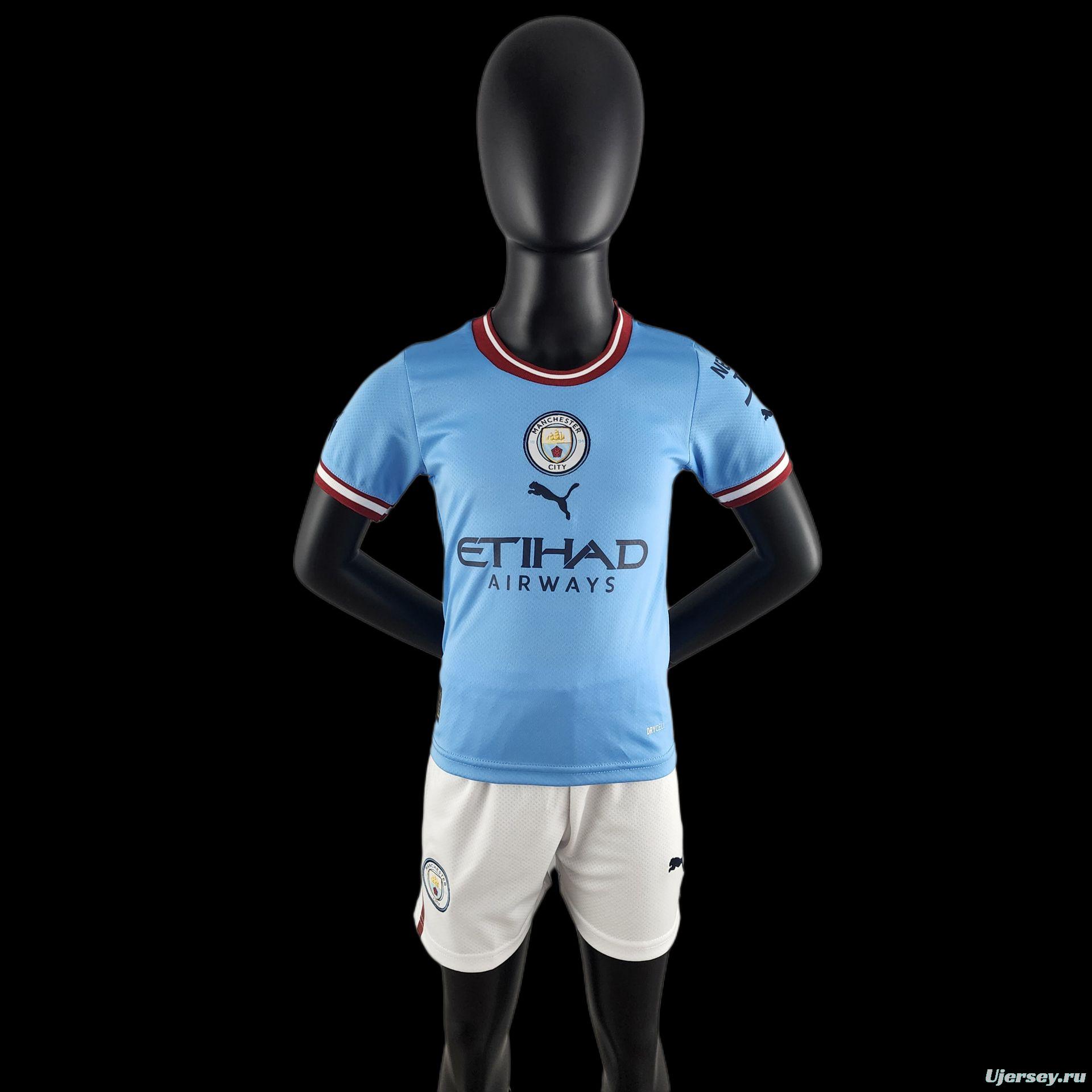 22/23 Kids Kit Manchester City Home Size：16-28 Soccer Jersey