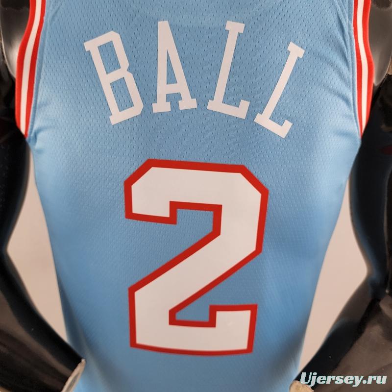 Chicago Bulls BALL#2 Blue NBA Jersey