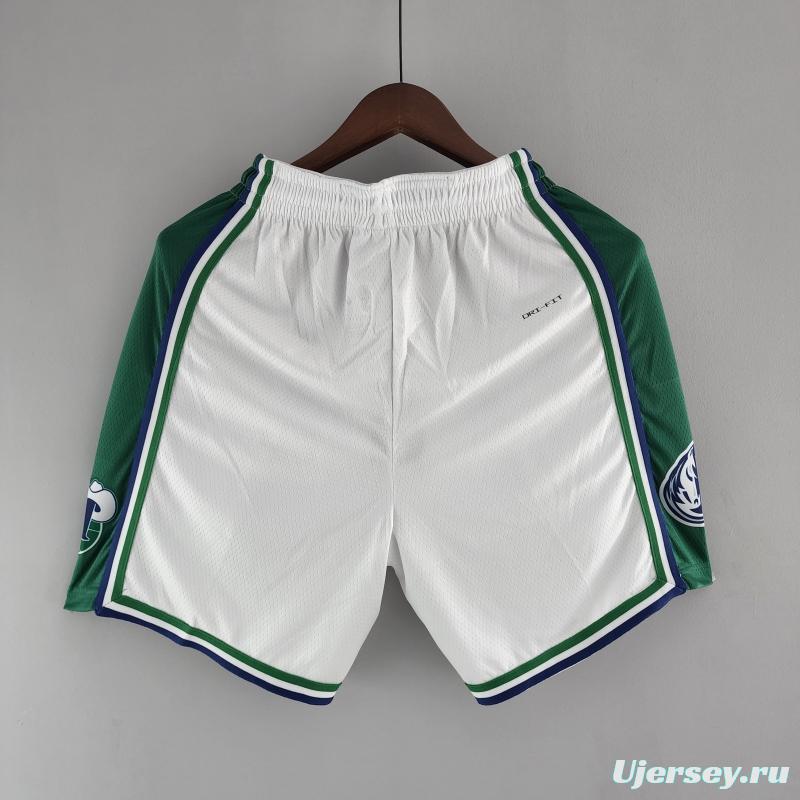 2022 Dallas Mavericks Urban Edition NBA Shorts White Green Trim