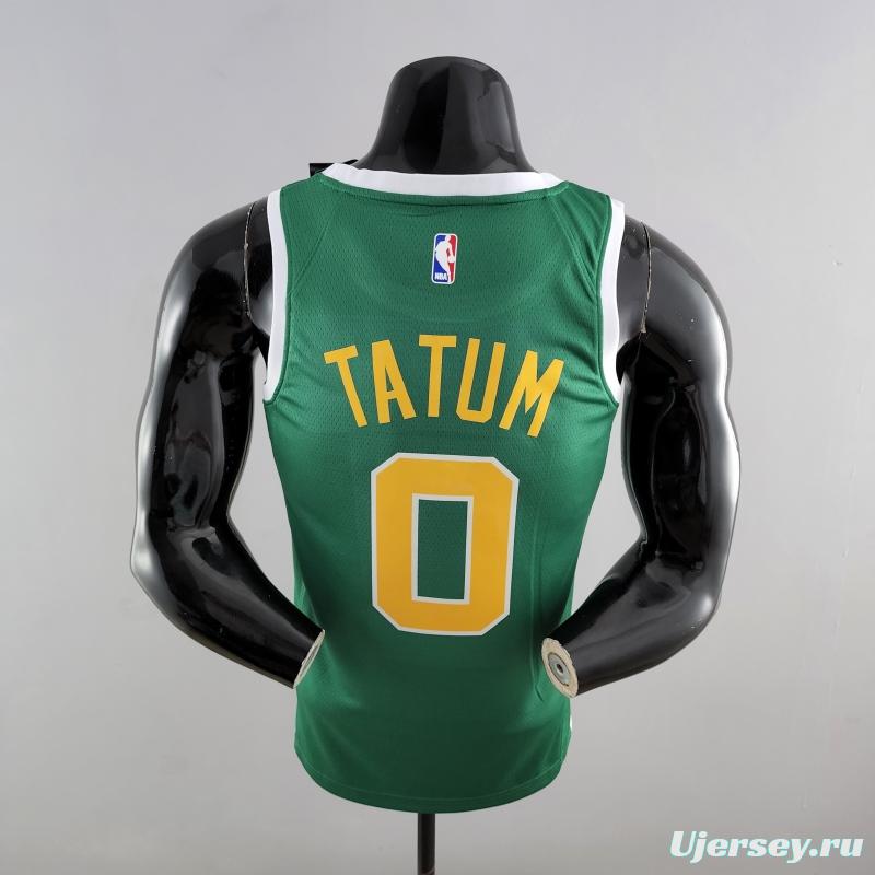 Boston Celtics Tatum #0 Green Gold NBA Jersey