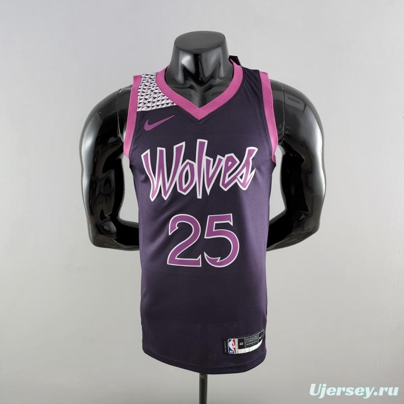 Minnesota Timberwolves ROSE#25 Black And Purple NBA Jersey