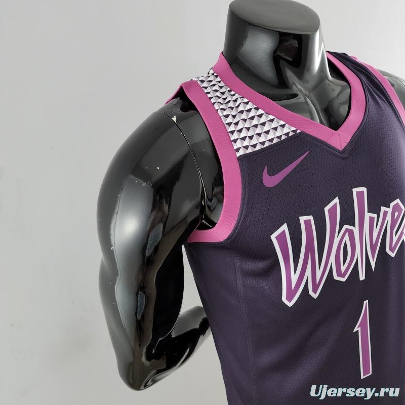 Minnesota Timberwolves EOWAROS#1 Black And Purple NBA Jersey