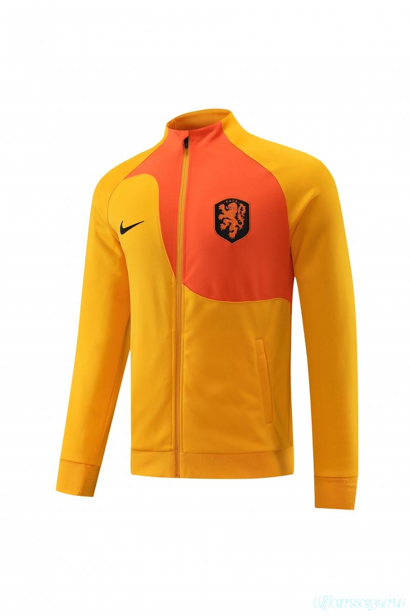 2022 Netherlands Yellow Full Zipper Tracksuit