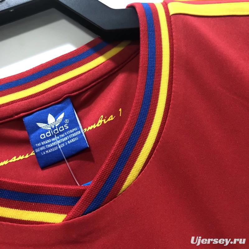 Retro 1990 Colombia Away Red Soccer Jersey