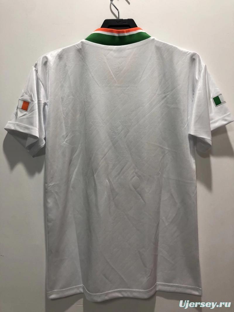 Retro 1994 Ireland Away White With OPEL Sponpsor Soccer Jersey