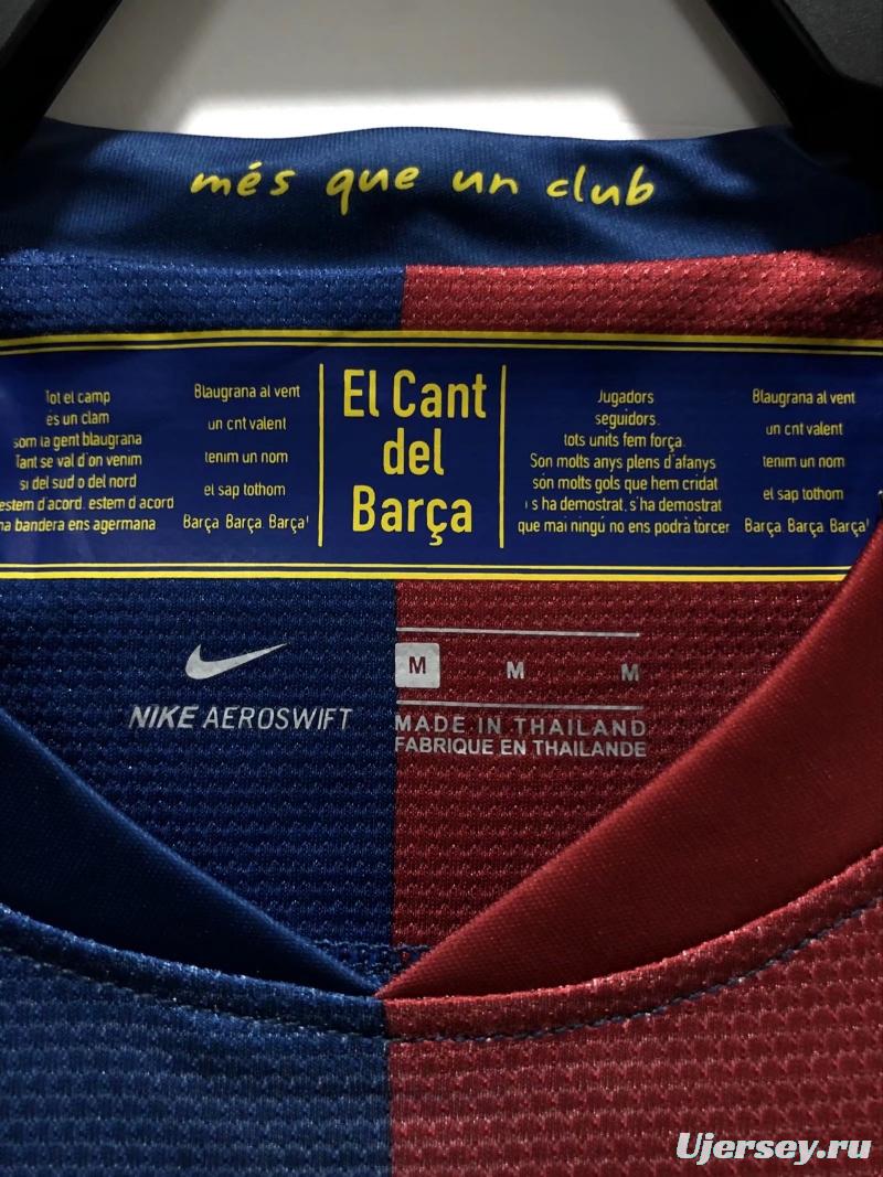 Retro 08/09 Long SLeeve Barcelona Home Champions Version Soccer Jersey