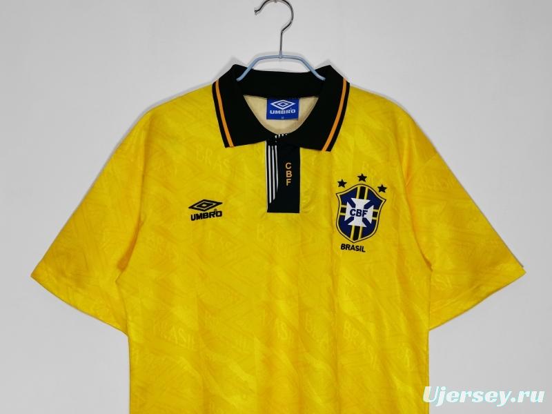 Retro 1991/93 Brazil Home Soccer Jersey