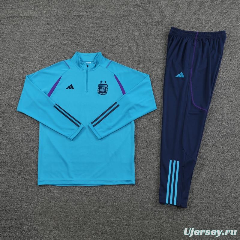 2022 Argentina Blue Half Zipper Tracksuit