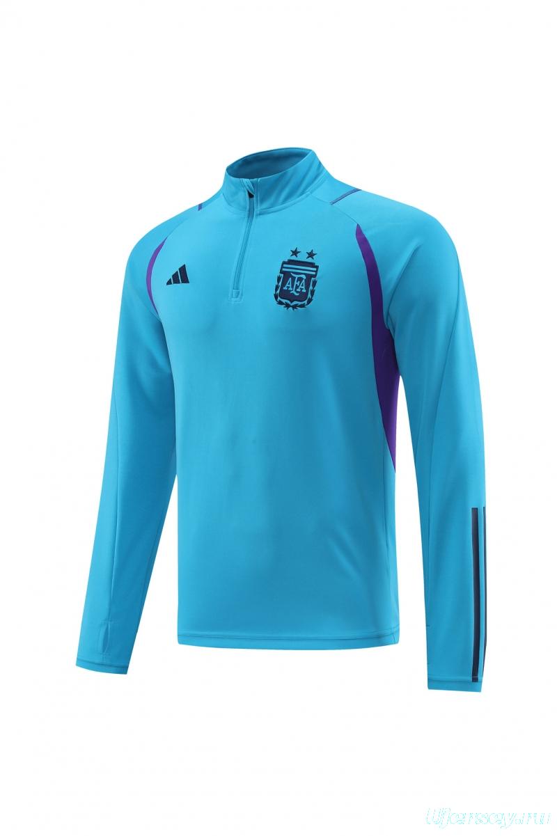 2022 Argentina Blue Half Zipper Tracksuit