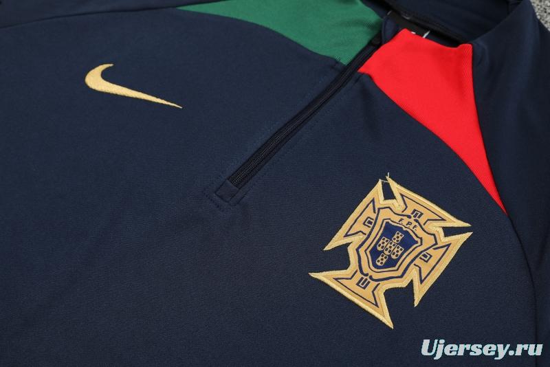 2022 Portugal Navy Half Zipper Tracksuit