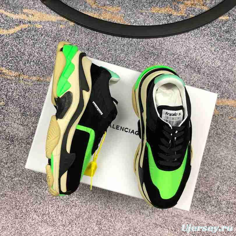 Men Balenciaga Triple-S 2 Black/Green Sneaker