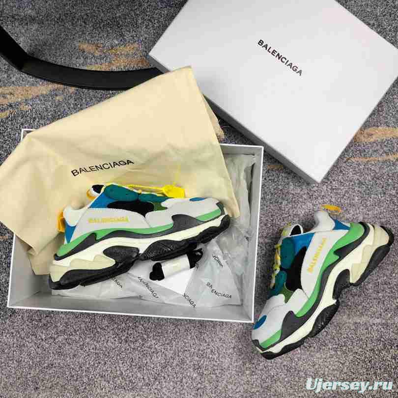 Men Balenciaga Triple-S Sneaker Multi-Color Green/Grey/Blue