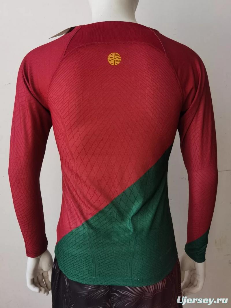 Player Version 2022 Portugal Home Long Sleeve Jersey