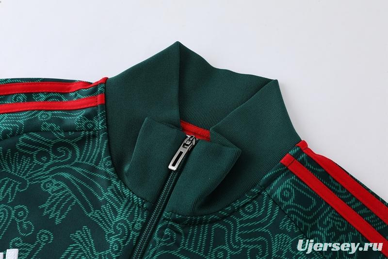 2022 Mexico Dark Green Full Zipper Tracksuit