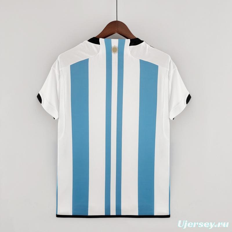 2 Stars Argentina Home Final Match Jersey With Full Patch