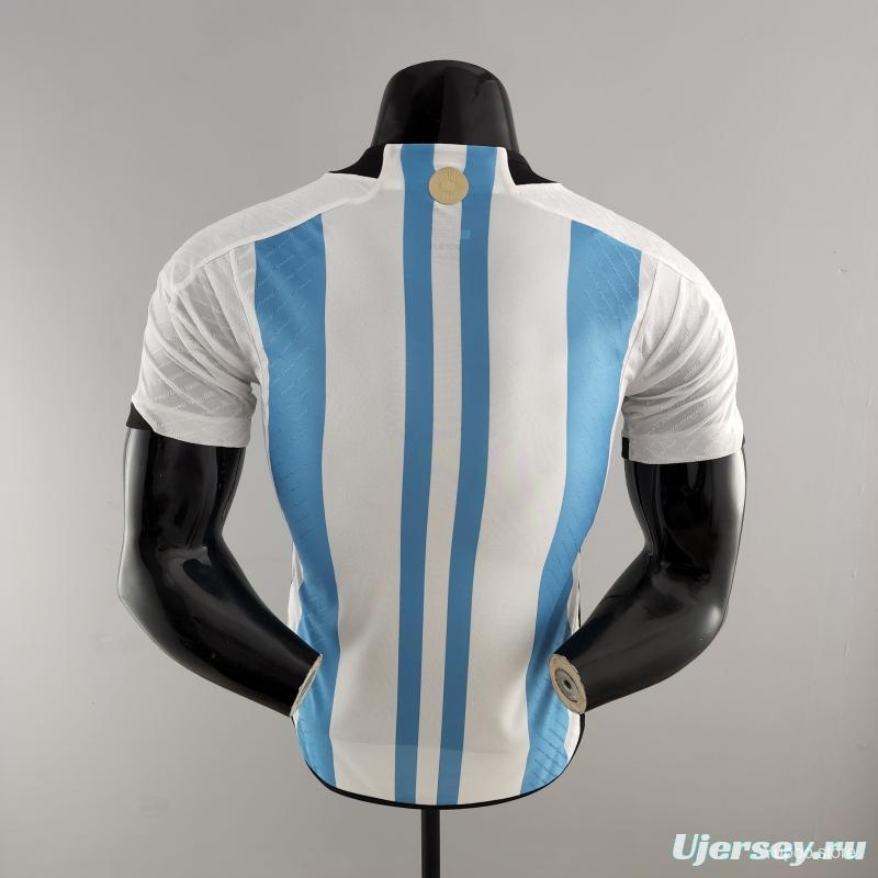 Player Version 3 Stars 2022 Argentina Home Jersey With World Cup Champion Patches