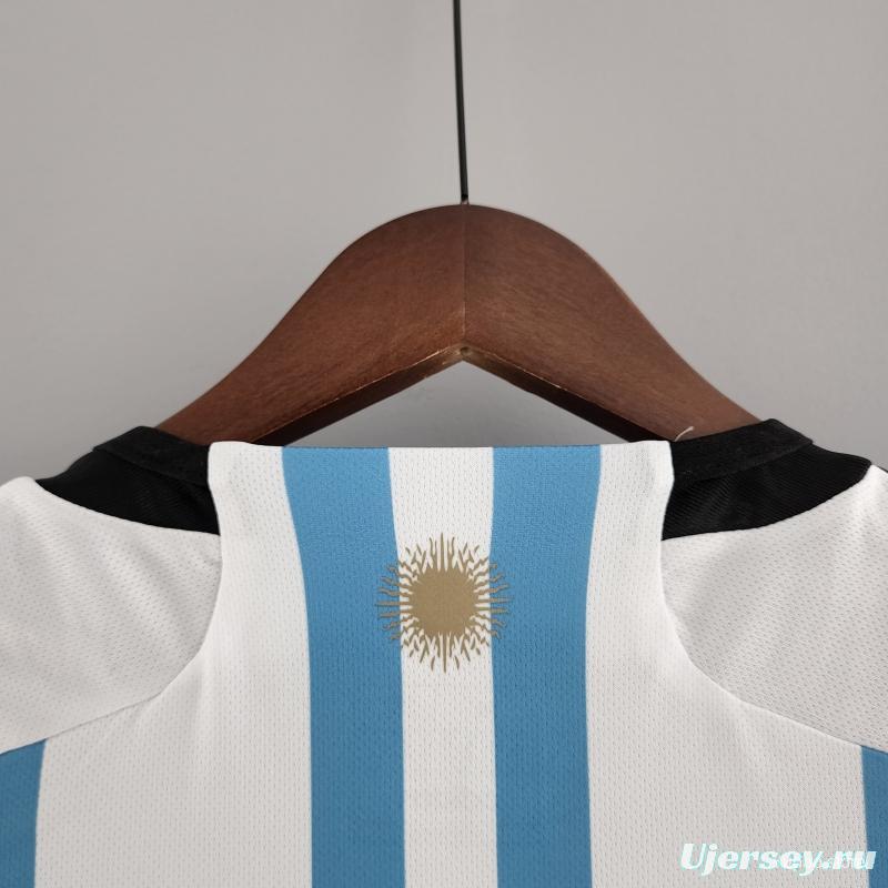 3 Stars 2022 Argentina Home Jersey With World Cup Champion Patches