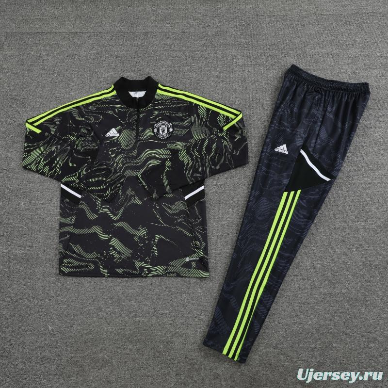 2023 Manchester United Dark Green Half Zipper Tracksuit