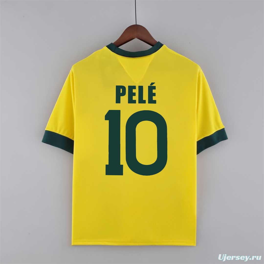 Retro 1970 Brazil Home Jersey 10#Pelé Commemorate The King Of Football