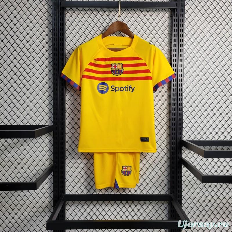 23-24 Kids Barcelona Forth Yellow Jersey